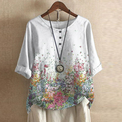 Stylish Floral Blouse for Women with Retro Casual Vintage Style