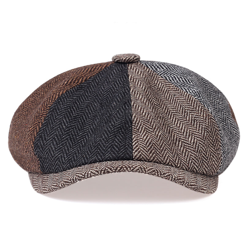 Classic Cap for Men with Vintage Herringbone Design