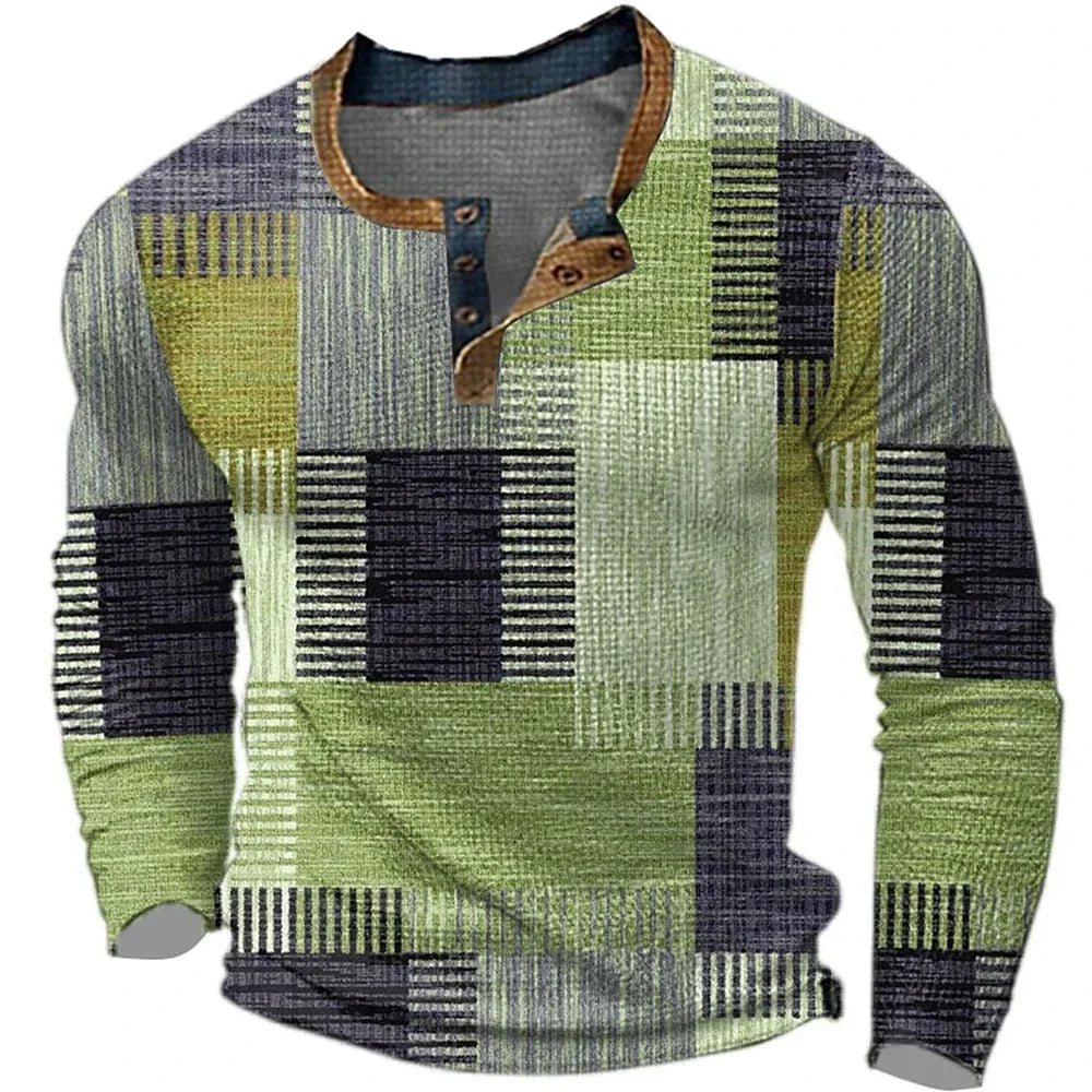 Comfortable Patchwork Shirt for Men with Long Sleeve