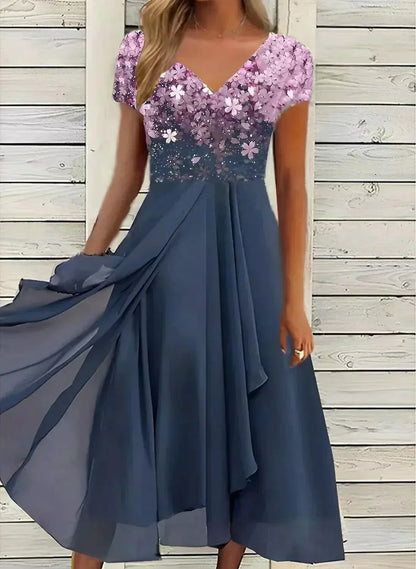 Elegant Floral Mini Dress for Women Formal Wedding Guest Style