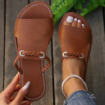 Comfortable Sandals for Women with Braided Slip On Breathable Style