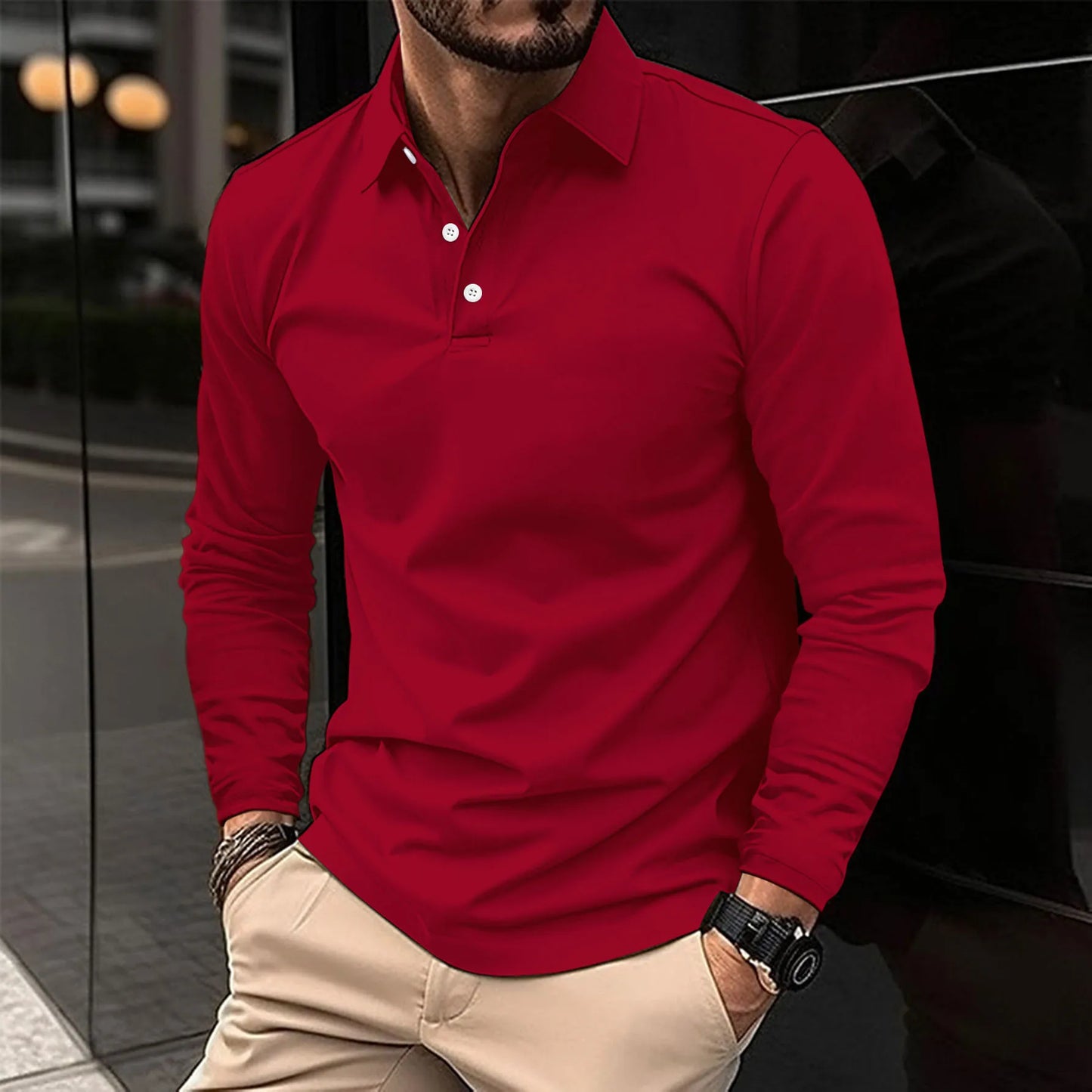 Comfortable Polo Shirt for Men with Long Sleeve