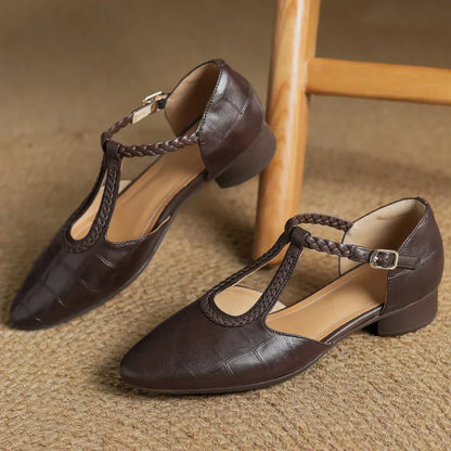 Comfortable Shoes for Women with Buckle T Strap Style