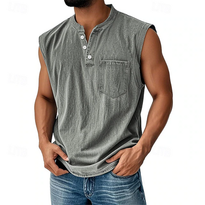 Classic Shirt for Men with Sleeveless Vintage