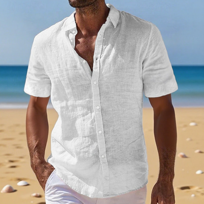 Classic Flowy Button Down Shirt for Men with Short Sleeve