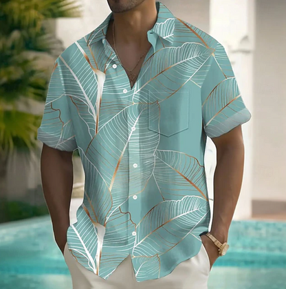 Comfortable Button Down Shirt for Men with Short Sleeve Pocket