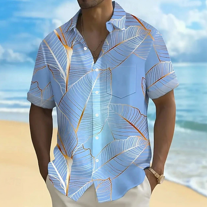 Comfortable Button Down Shirt for Men with Short Sleeve Pocket