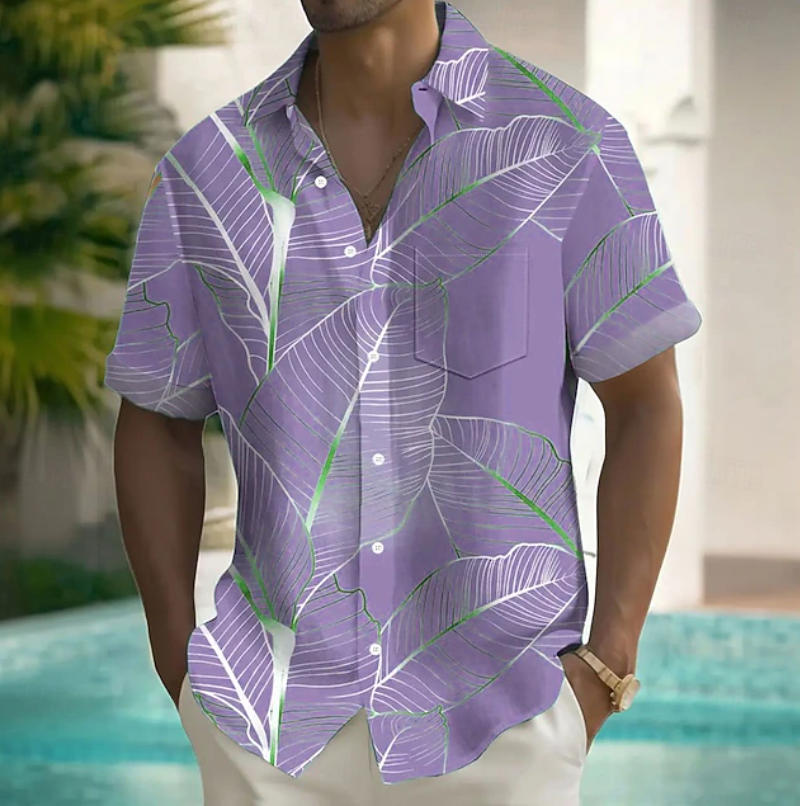 Comfortable Button Down Shirt for Men with Short Sleeve Pocket