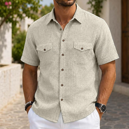 Stylish Button Down Shirt for Men with Short Sleeve