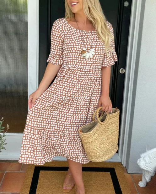 Effortless Midi Dress for Women with Short Sleeve
