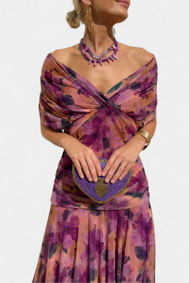 Stylish Floral Mini Dress for Women with Off Shoulder