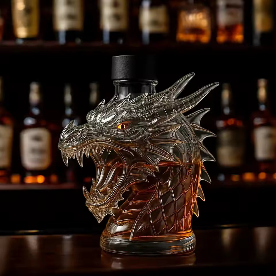 Stylish Whisky Decanter Bottle Gift Set with Dragon Design