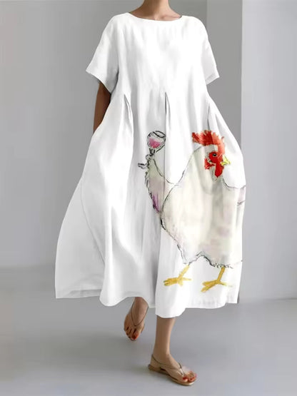 Elegant Dress for Women with Round Neck