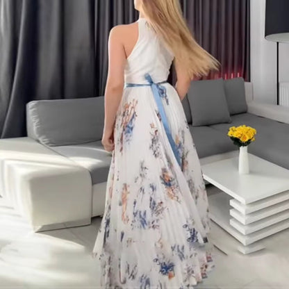 Effortless Maxi Dress for Women with V Neck Pleated
