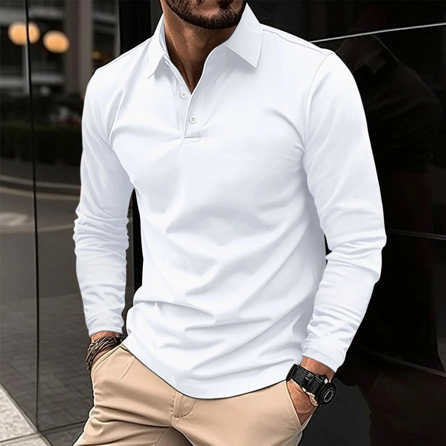 Comfortable Polo Shirt for Men with Long Sleeve