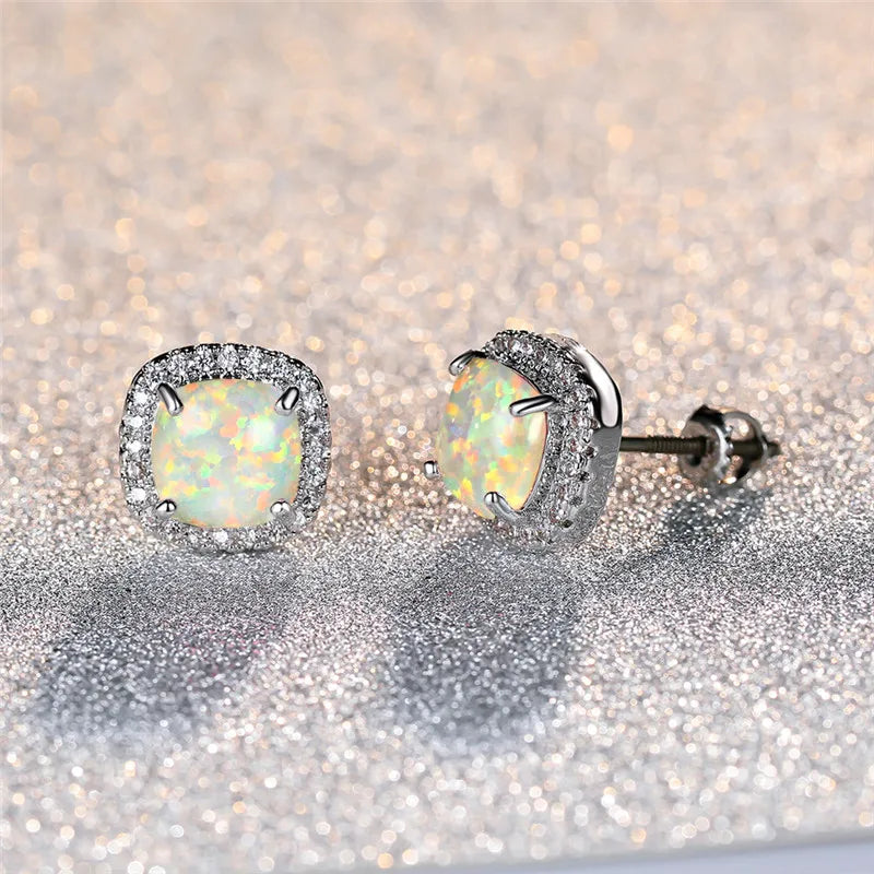 Elegant Earrings for Women with White Fire Design