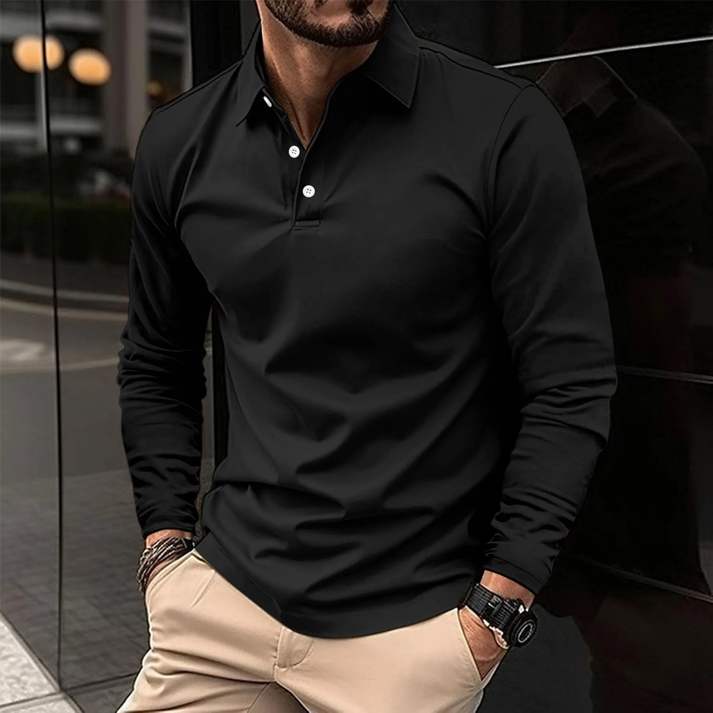 Comfortable Polo Shirt for Men with Long Sleeve