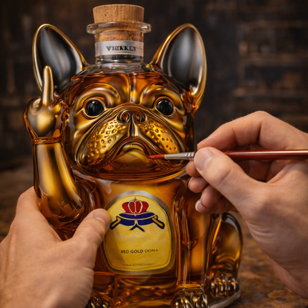 Stylish Whisky Decanter Bottle Gift Set with Dog Design