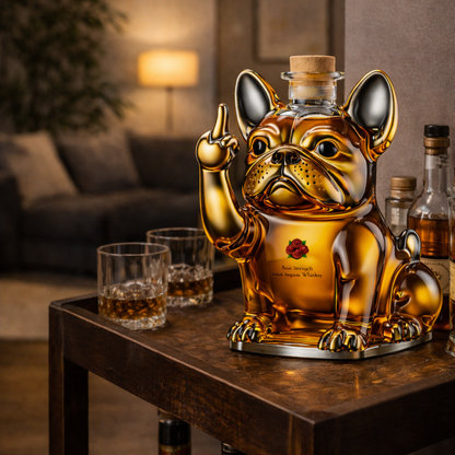 Stylish Whisky Decanter Bottle Gift Set with Dog Design