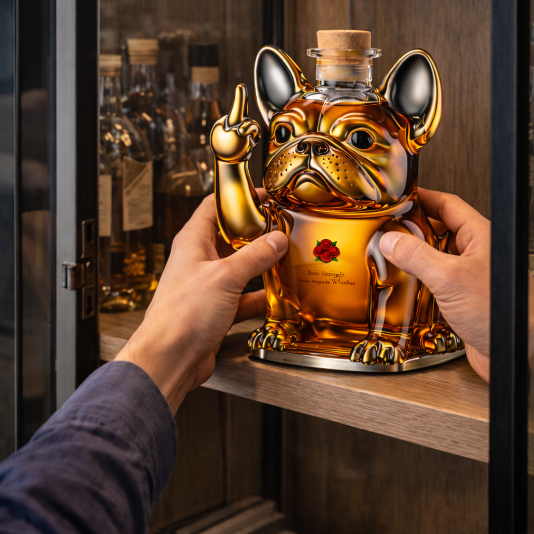 Stylish Whisky Decanter Bottle Gift Set with Dog Design