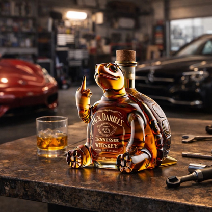 Stylish Whisky Decanter Bottle Gift Set with Turtle Design