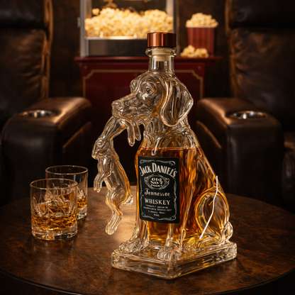 Effortless Whisky Decanter Bottle Gift Set with Dog Design