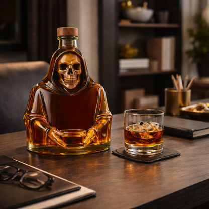 Stylish Whisky Decanter Bottle Gift Set with Death Design