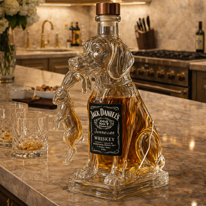 Effortless Whisky Decanter Bottle Gift Set with Dog Design