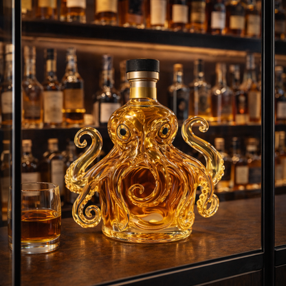 Stylish Whisky Decanter Bottle Gift Set with Octopus Design