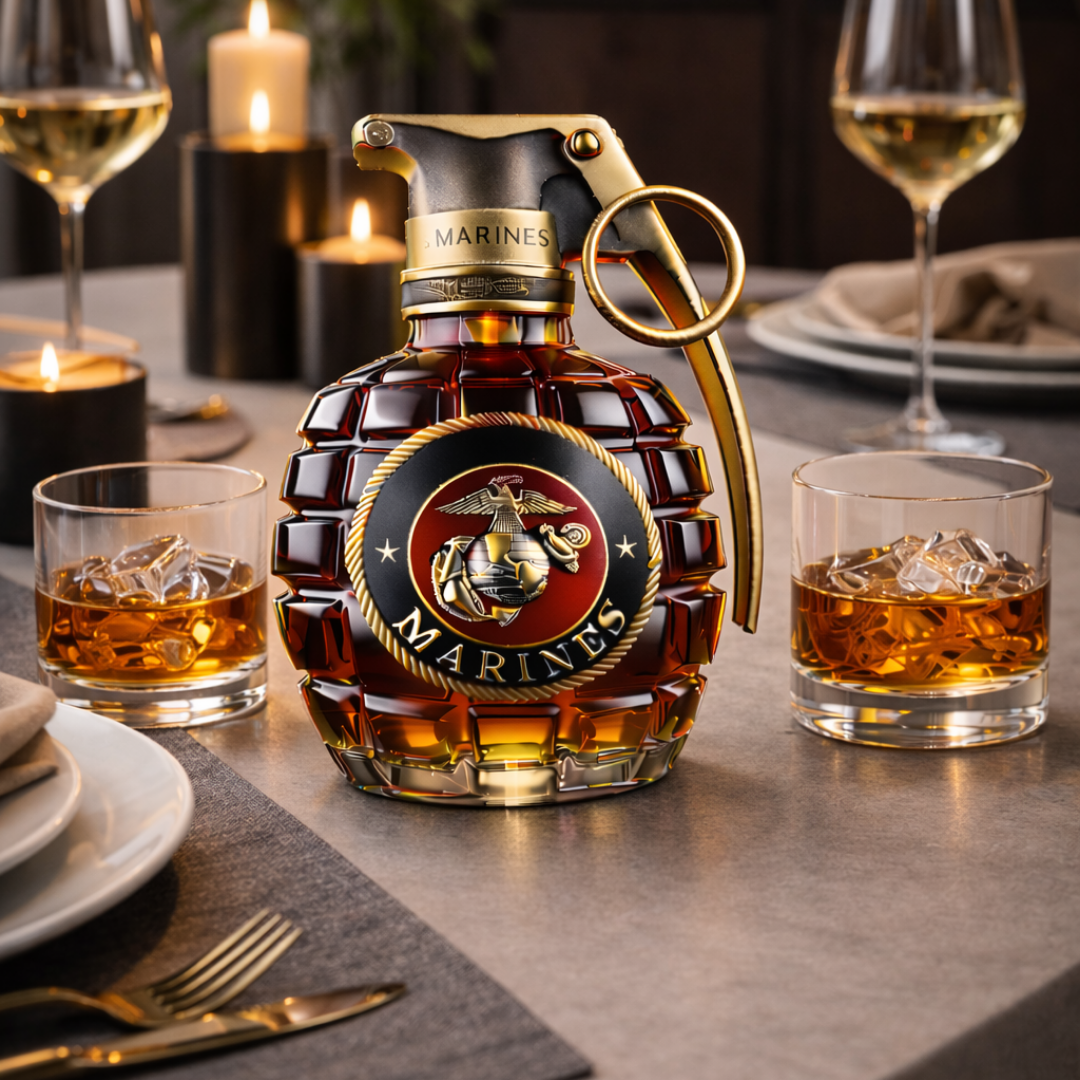 Stylish Whisky Decanter Bottle Gift Set with Pomegranate Design