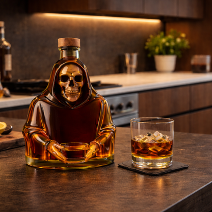 Stylish Whisky Decanter Bottle Gift Set with Death Design