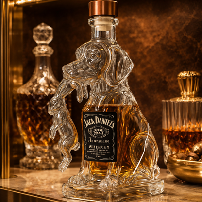 Effortless Whisky Decanter Bottle Gift Set with Dog Design