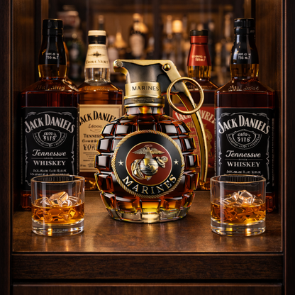 Stylish Whisky Decanter Bottle Gift Set with Pomegranate Design