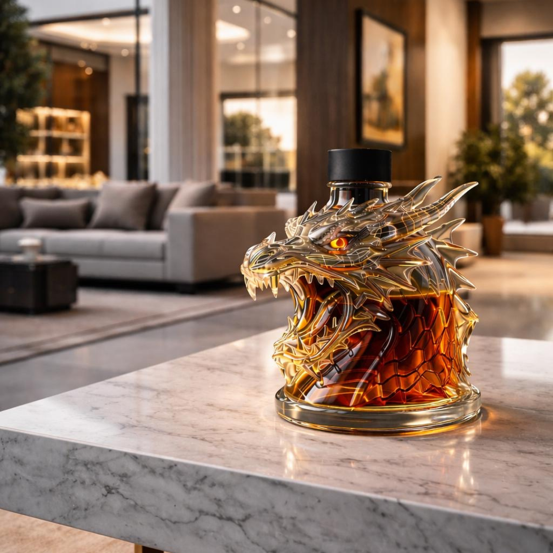 Stylish Whisky Decanter Bottle Gift Set with Dragon Design