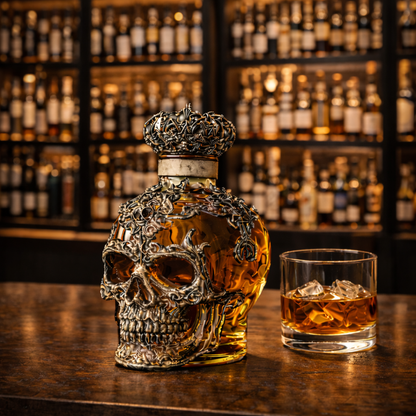 Stylish Whisky Decanter Bottle Gift Set with Skulls Design