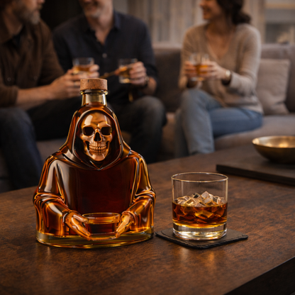 Stylish Whisky Decanter Bottle Gift Set with Death Design