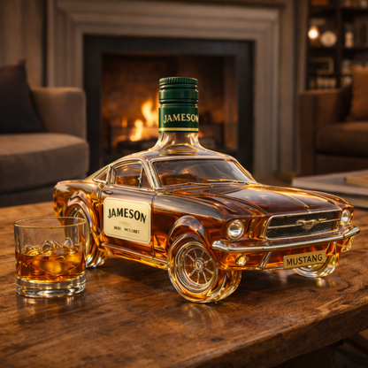 Stylish Whisky Decanter Bottle Gift Set with Muscle Car Design