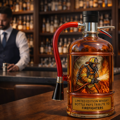 Stylish Whisky Decanter Bottle Gift Set with Fire Extinguisher Design