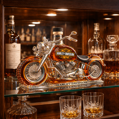 Stylish Whisky Decanter Bottle Gift Set with Motorcycle Design