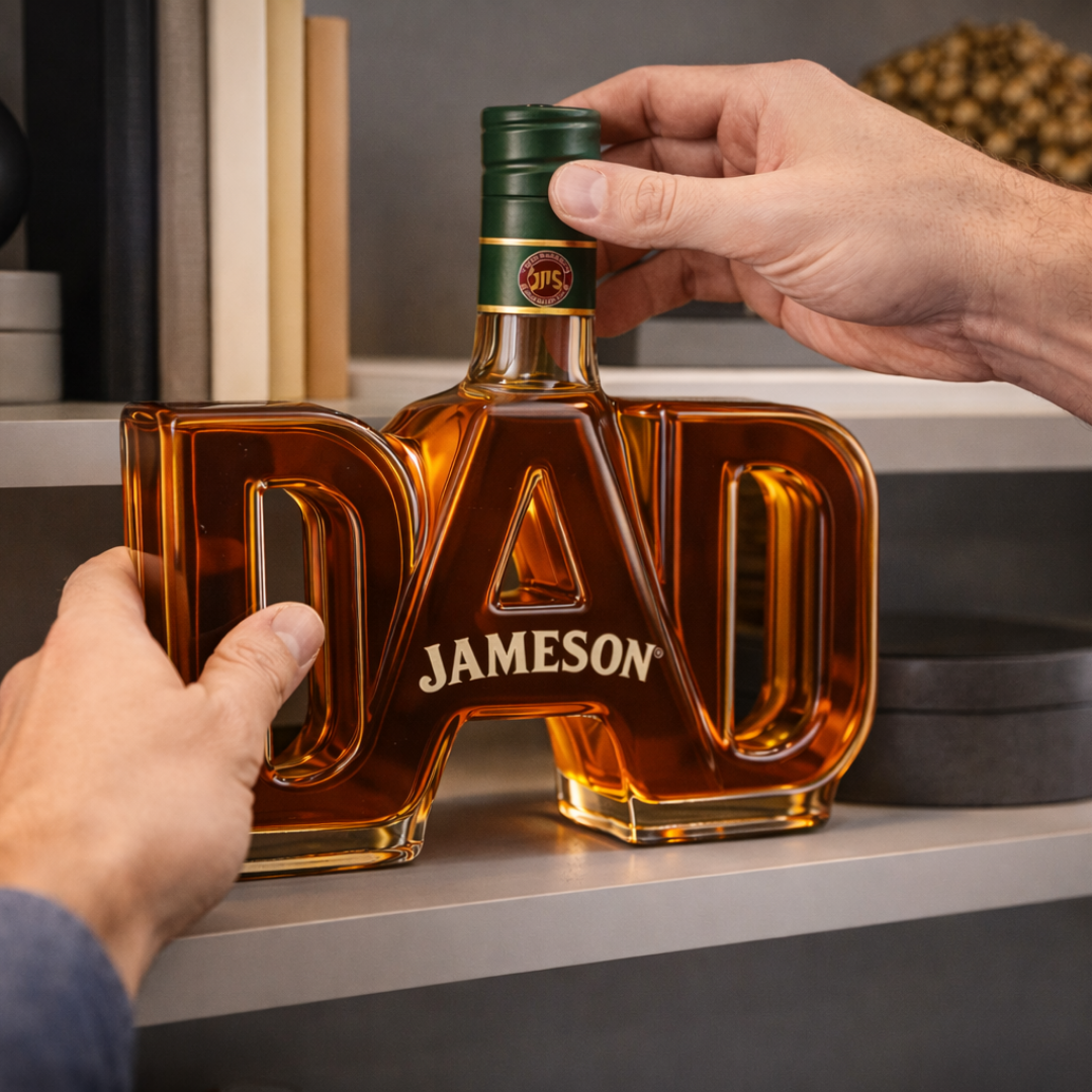 Stylish Whisky Decanter Bottle Gift Set with Dad Design