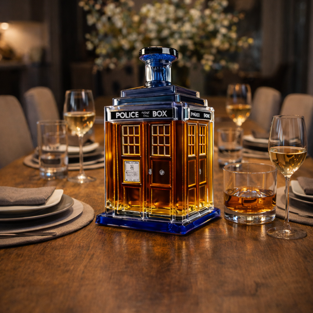 Stylish Whisky Decanter Bottle Gift Set with Building Design