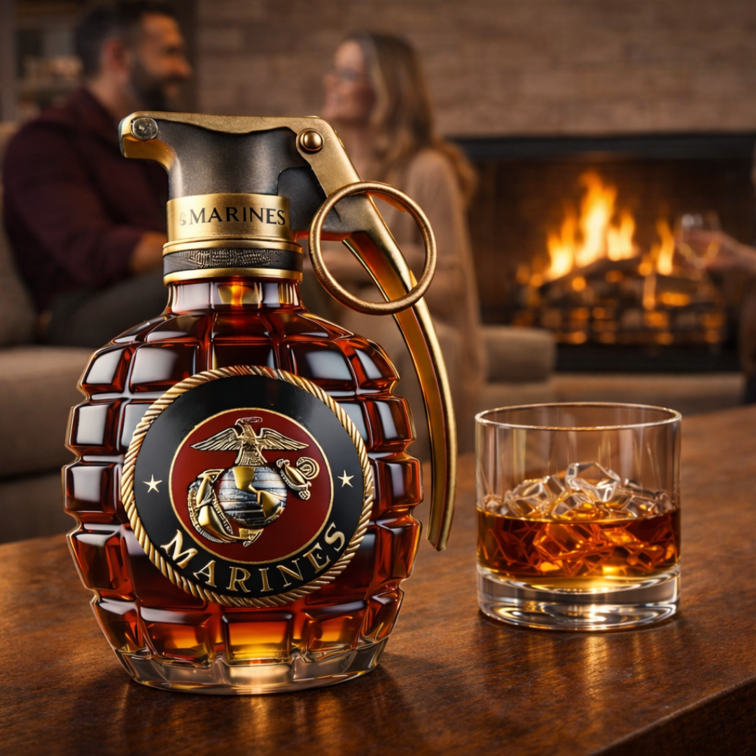 Stylish Whisky Decanter Bottle Gift Set with Pomegranate Design