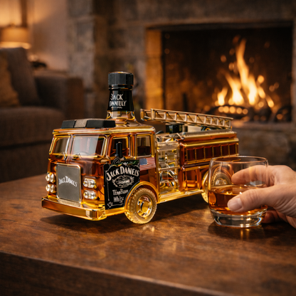Stylish Whisky Decanter Bottle Gift Set with Firefighter Design