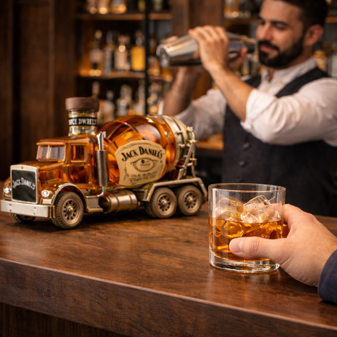 Stylish Whisky Decanter Bottle Gift Set with Truck Design