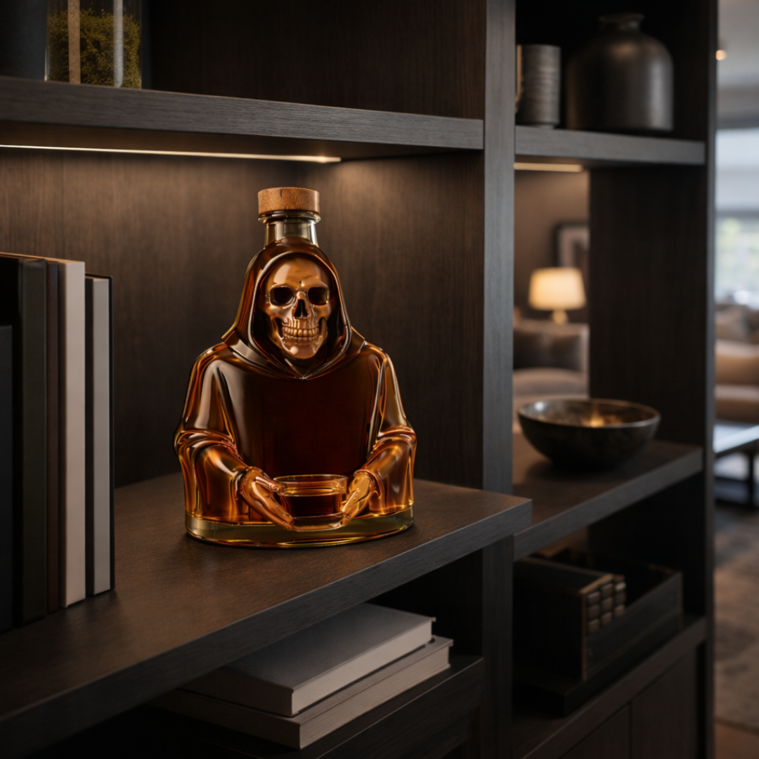 Stylish Whisky Decanter Bottle Gift Set with Death Design