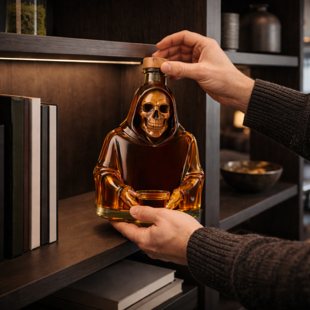 Stylish Whisky Decanter Bottle Gift Set with Death Design