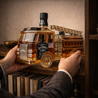 Stylish Whisky Decanter Bottle Gift Set with Firefighter Design
