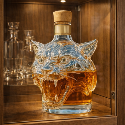 Stylish Whisky Decanter Bottle Gift Set with Tiger Design