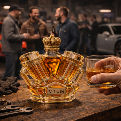 Stylish Whisky Decanter Bottle Gift Set with V Twin Design