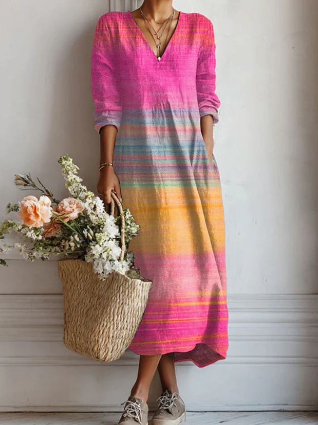 Stylish Flowy Mini Dress for Women with V Neck
